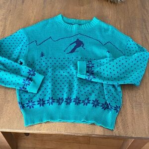 Vintage Teal and Blue Ski Sweater